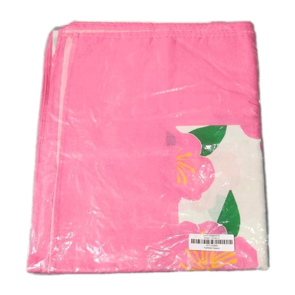 Kathleen Maeve Pareo Pink Hibiscus Floral Cotton Voile Wrap Sarong Cover Up NEW - Picture 3 of 6